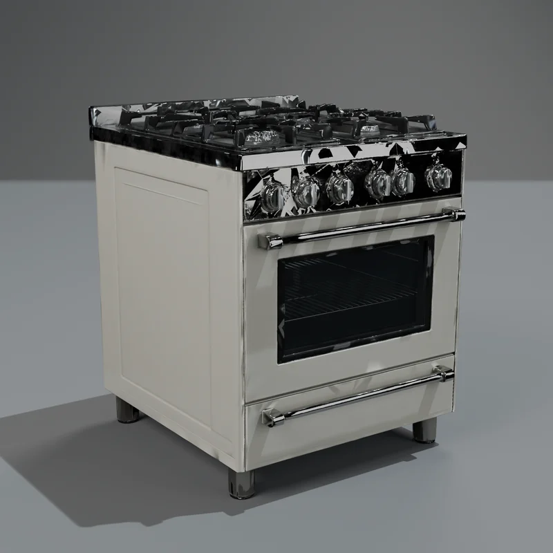 1950s range oven, studio render