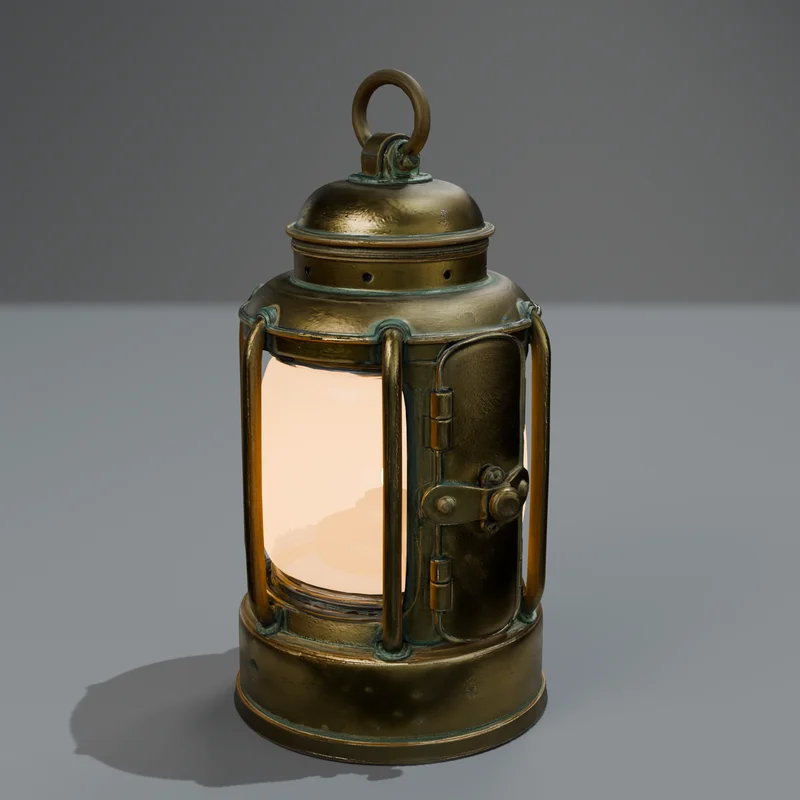 Brass ship lantern, studio render